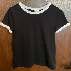 Black H&M Basics Tee Shirt With White Trim